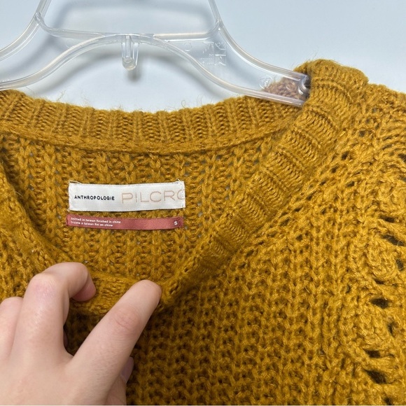 Anthropologie Pilcro Mustard Devenne Pointelle Oversized Sweater - Picture 2 of 7